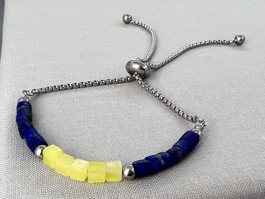 Lapis Lazuli & Serpentine Slider Bracelet