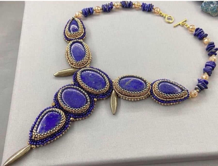 Egyptian Inspired Lapis Lazuli & Pyrite Necklace