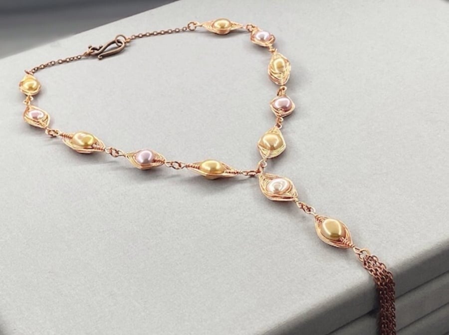 Baroque Pearl Herringbone Necklace & Earring Set