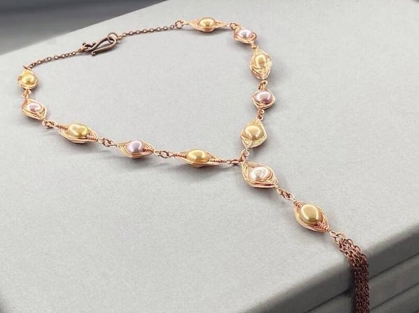 Baroque Pearl Herringbone Necklace & Earring Set