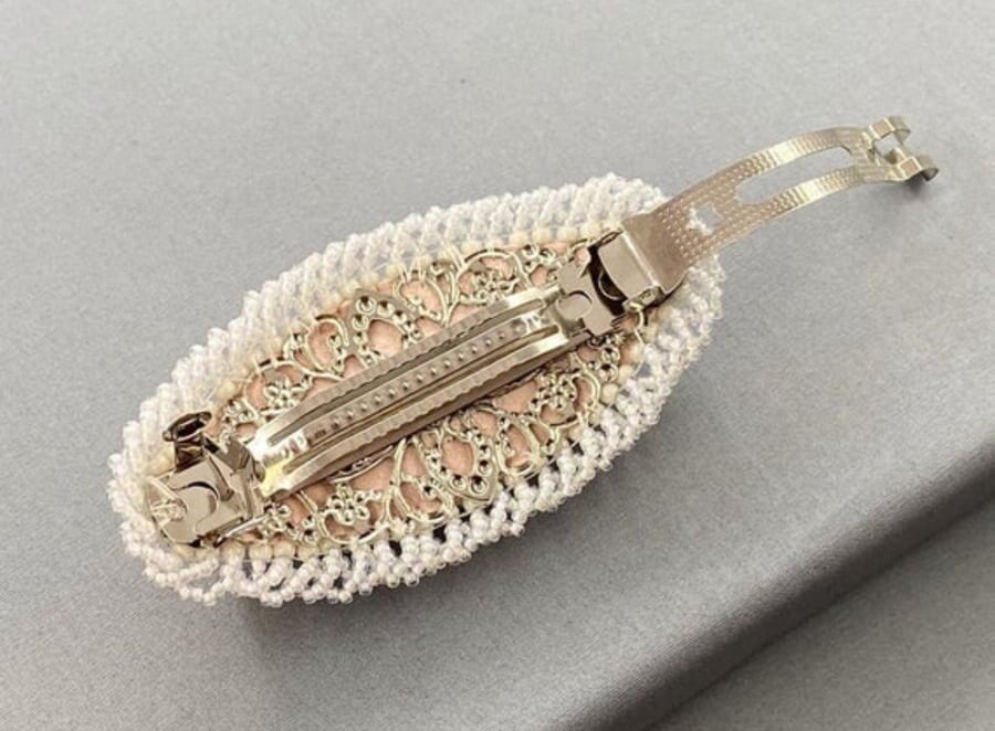 Luxury Pearl & Shell Cabochon Hair Barrette