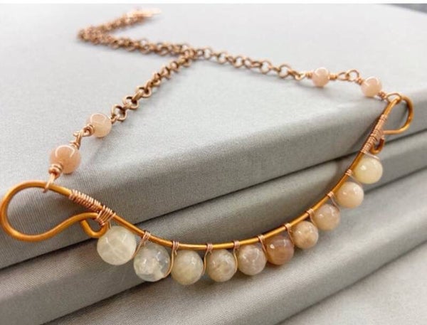 Rose Gold & Multicoloured Moonstone Necklace