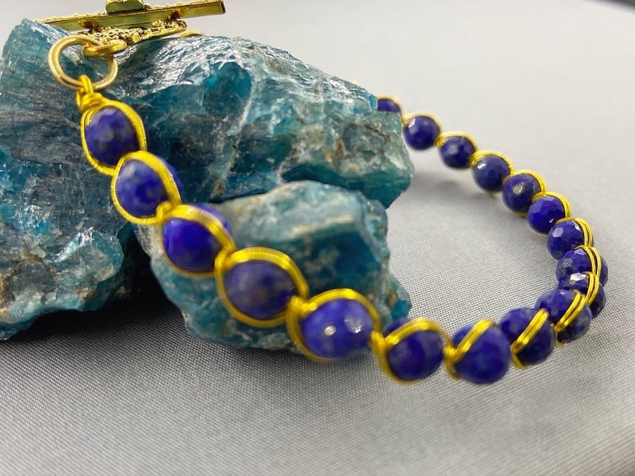 Faceted Lapis Lazuli Gold-Filled Bracelet