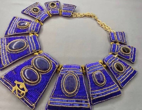 Lapis Lazuli & Pyrite Statement Bib Necklace
