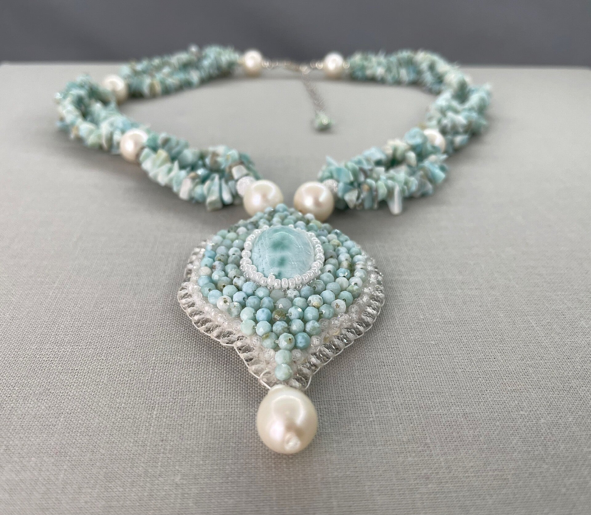 Larimar & Pearl Statement Necklace