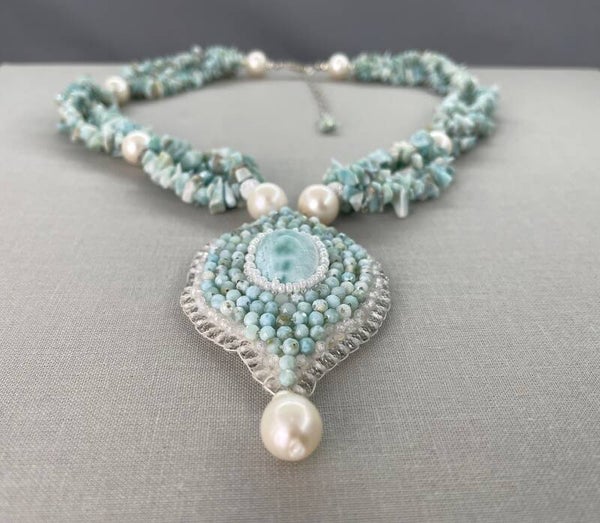 Larimar & Pearl Statement Necklace
