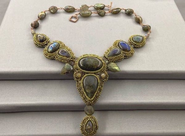 Art Nouveau Labradorite Statement Necklace