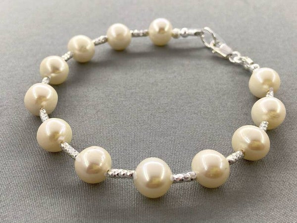 Classic Near-Round Pearl & Sterling Silver Bracelet