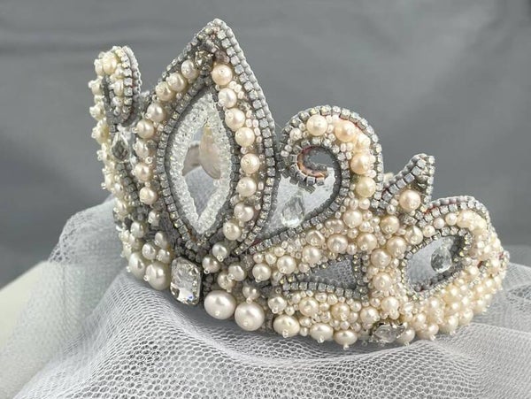 Hand-Embellished Bridal Crown Tiara