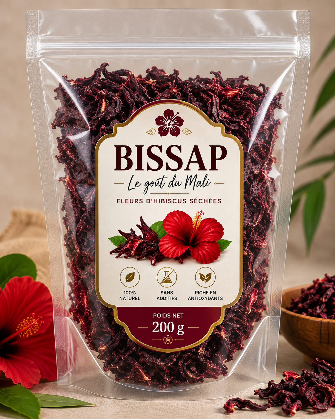 la fleur d’hibiscus séchée