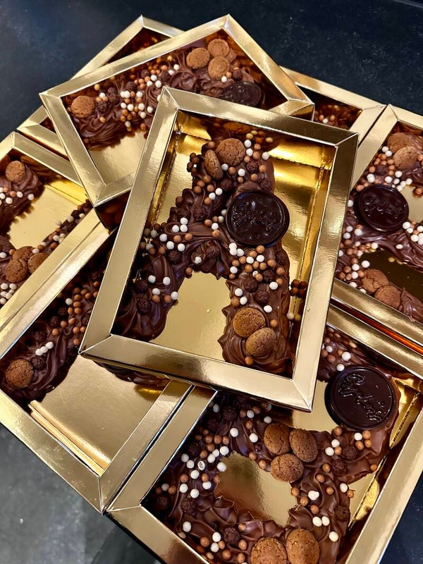 Chocoladeletter gespoten