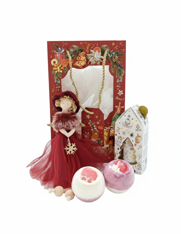 Sfeervol Kerstpakket: Engel, Handcrème & Bruisballen