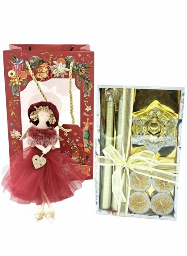 Engel & gouden kaarsen set