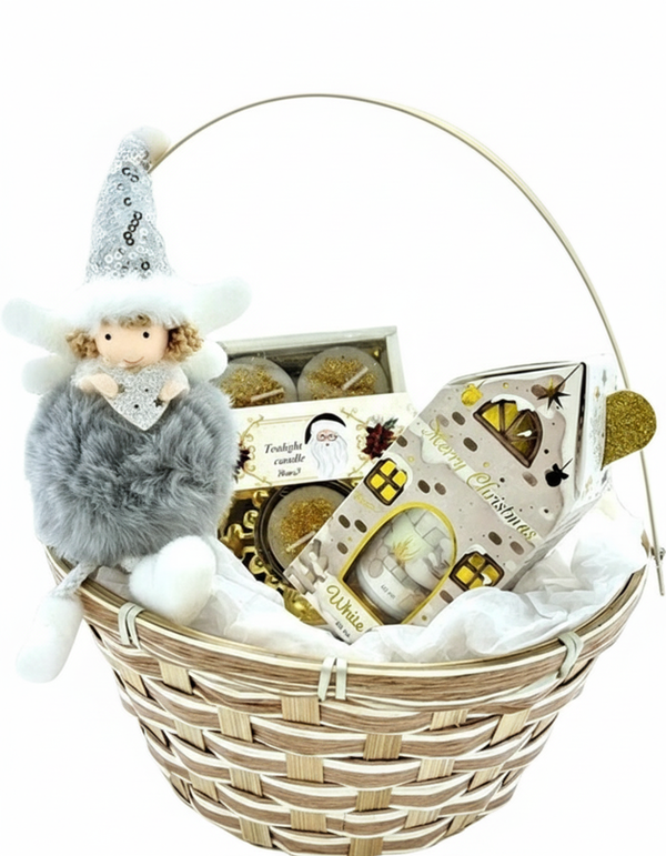 Kerstcadeau Set: Handcrème, Engel "grijze"  & Kerst theelichtje