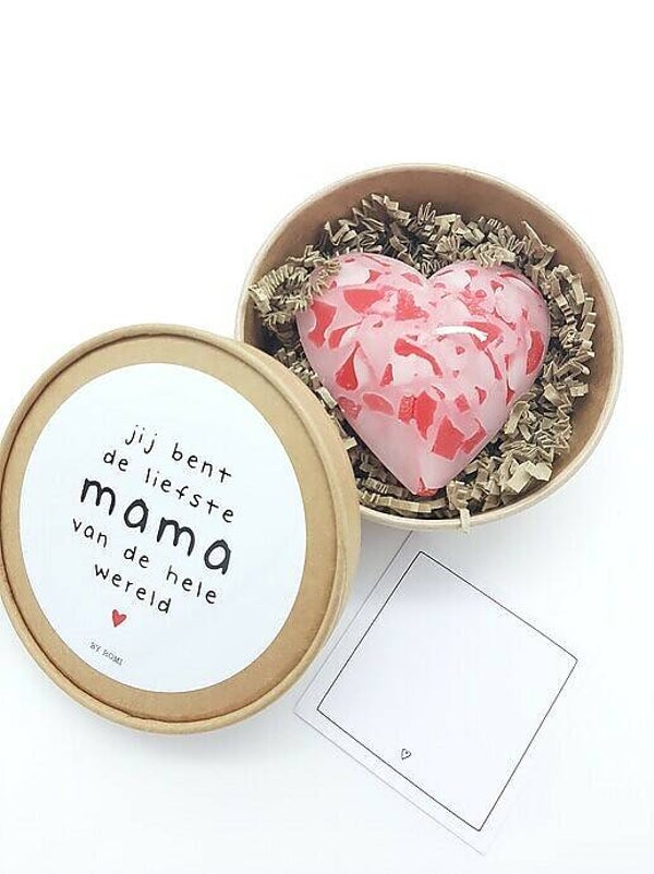/ Hartkaars / Jij bent de liefste mama van de hele wereld/Rode kaars