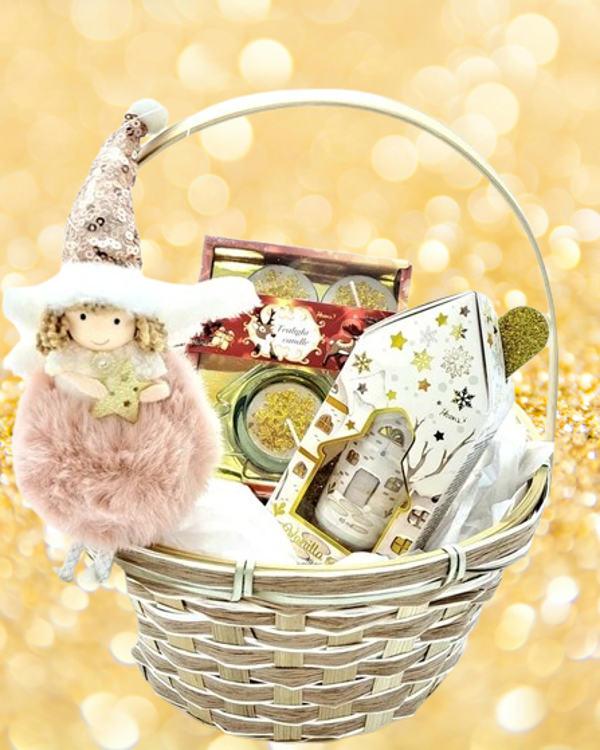 Kerstcadeau Set: Handcrème, Engel "roze"  & Kerst theelichtje