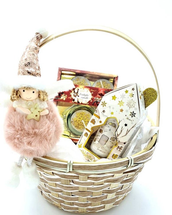 Kerstcadeau Set: Handcrème, Engel "roze"  & Kerst theelichtje