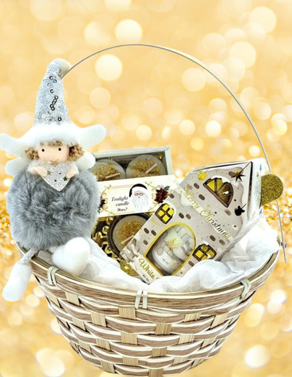 Kerstcadeau Set: Handcrème, Engel "grijze"  & Kerst theelichtje