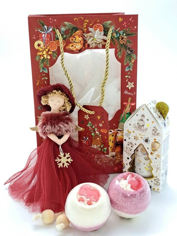 Sfeervol Kerstpakket: Engel, Handcrème & Bruisballen
