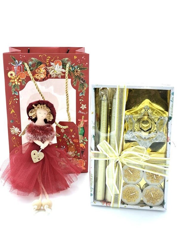 Engel & gouden kaarsen set