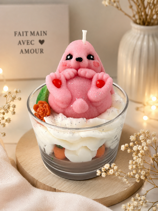 Bougie lapinou - ROSE ÉTERNELLE