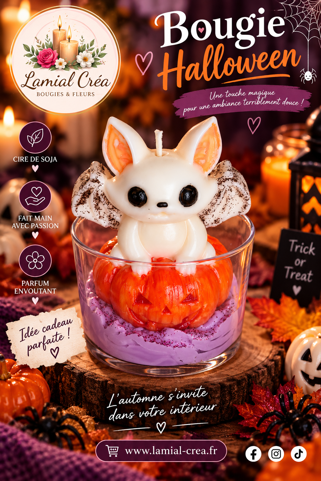 Bougie chauve souris - parfum melon