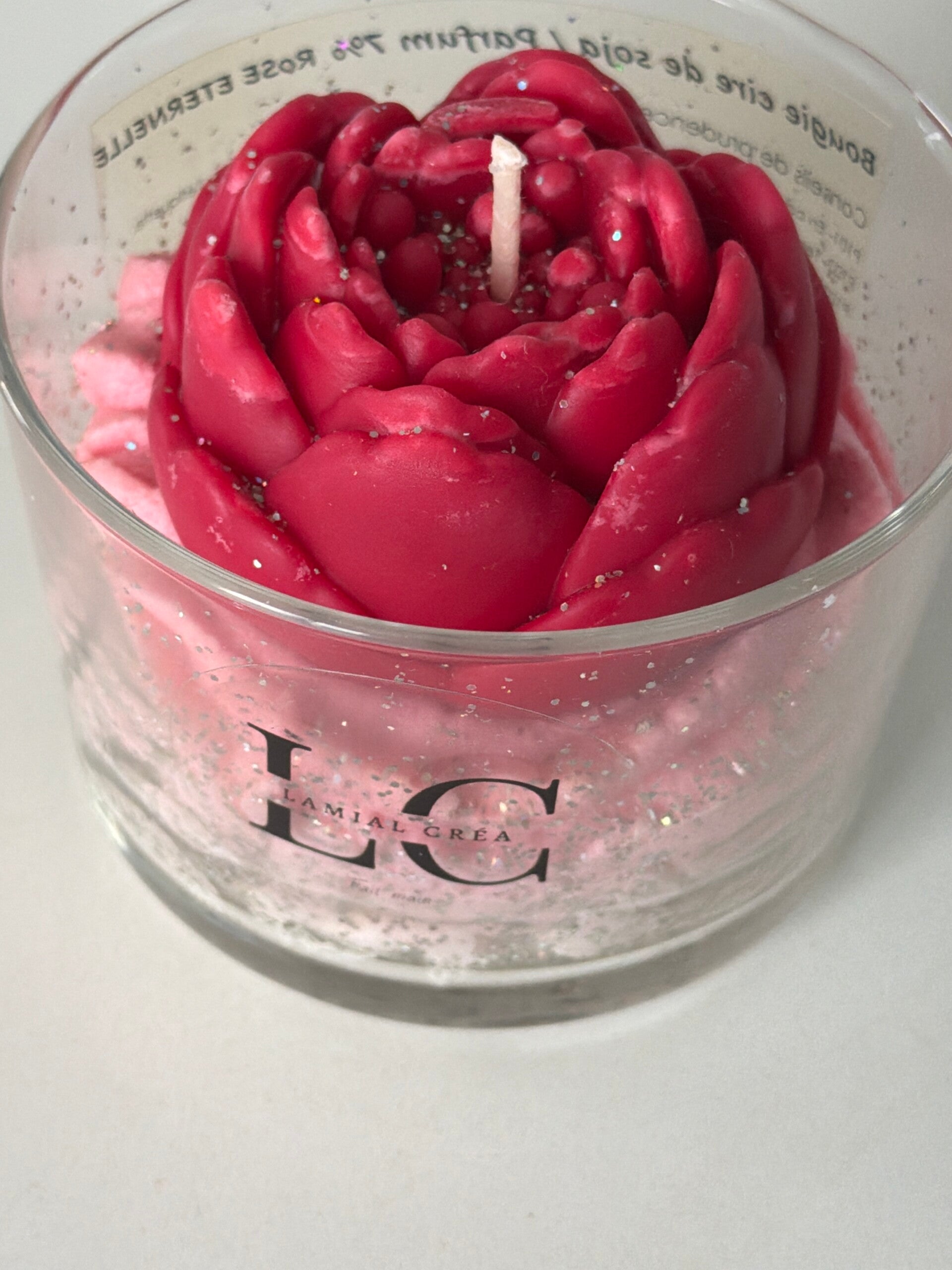 Bougie FLEURS parfum « rose éternelle »