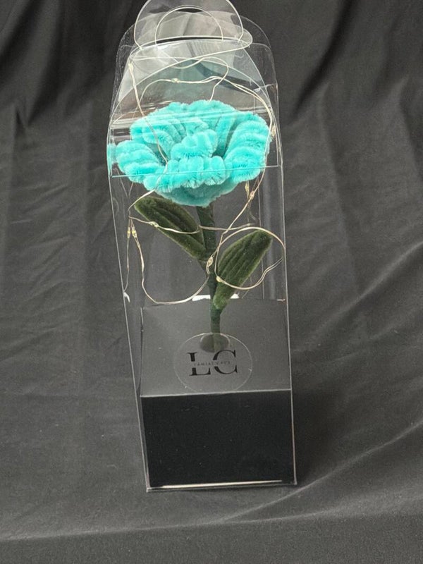 Rose éternelle lumineuse bleu vert