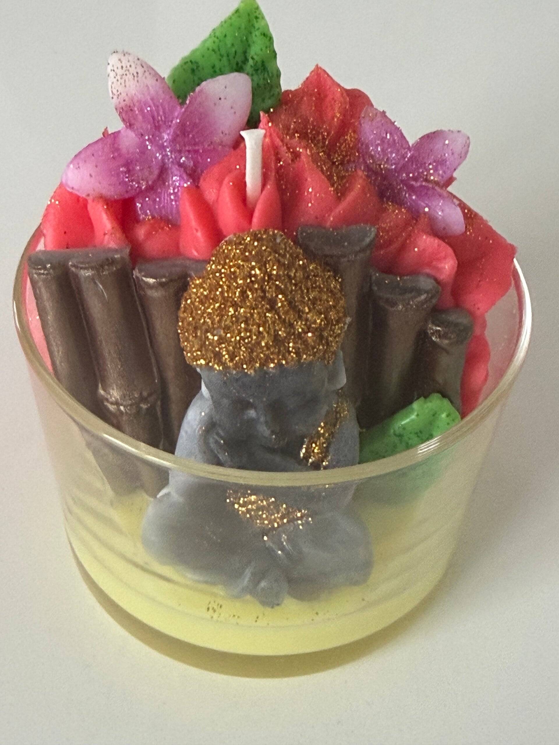 Bougie bouddha - fleurs de coton