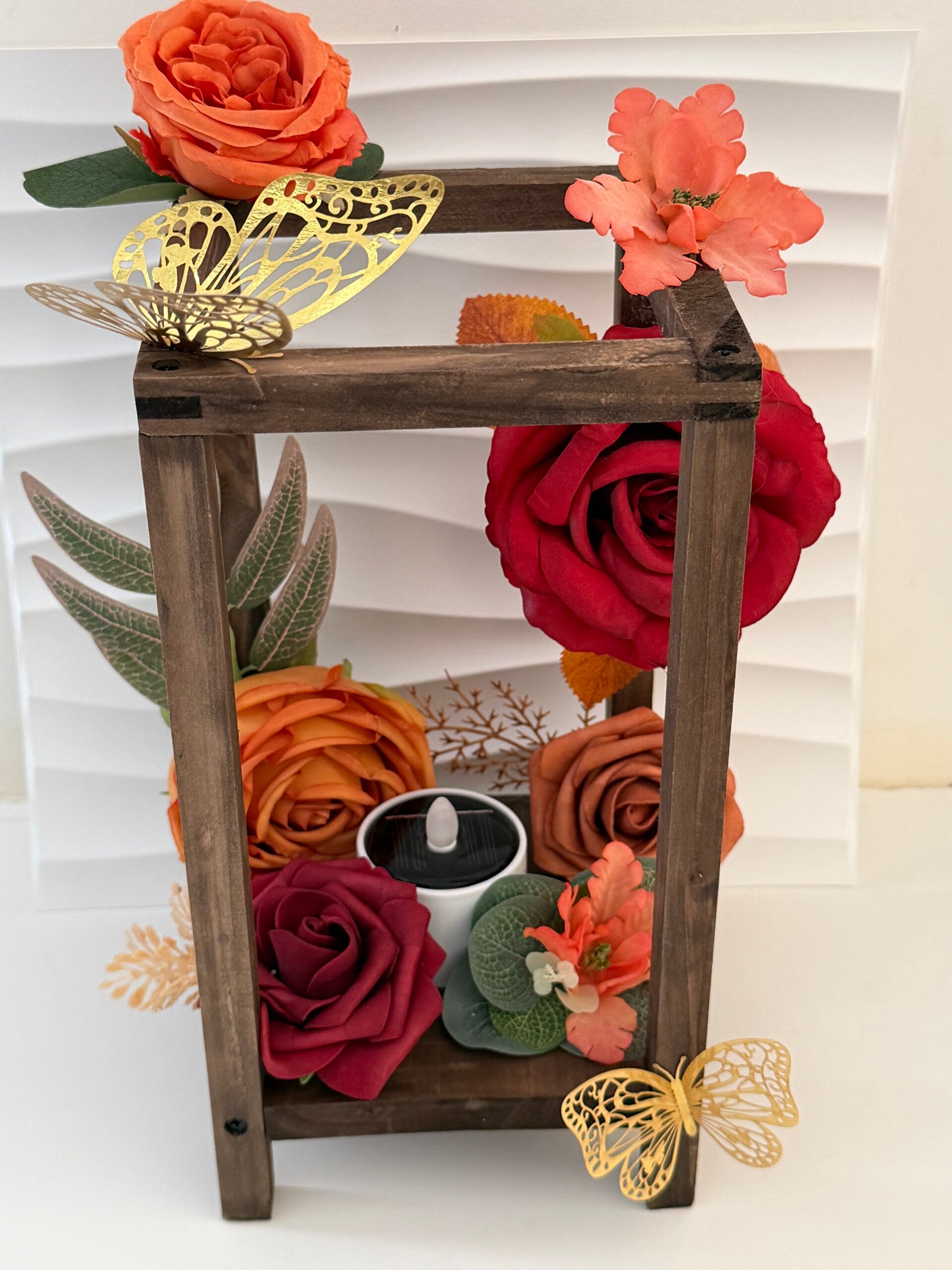 Lanterne bois florale