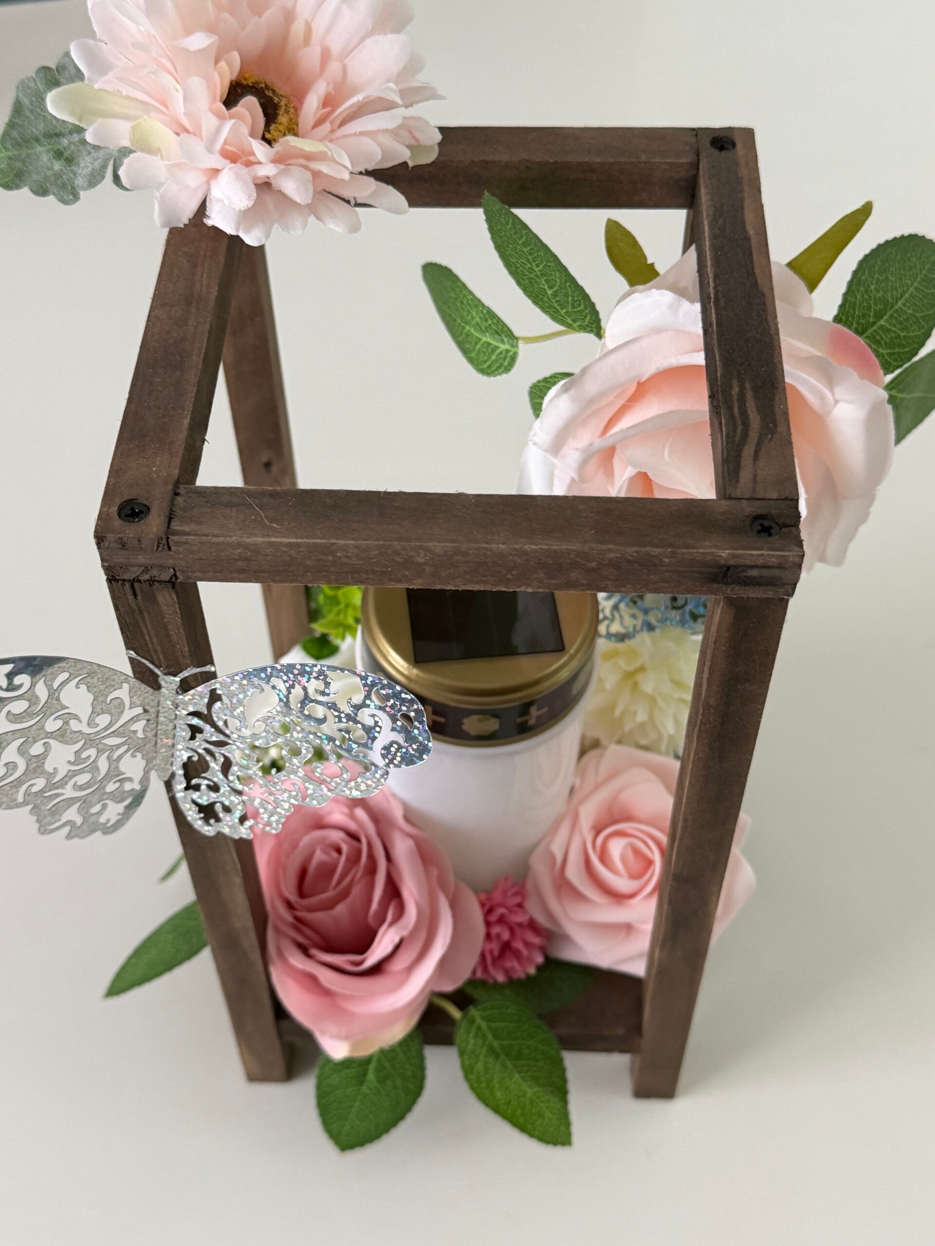 Lanterne bois florale