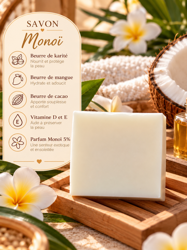 Savon solide au Monoï (corps et mains) 3 beurres