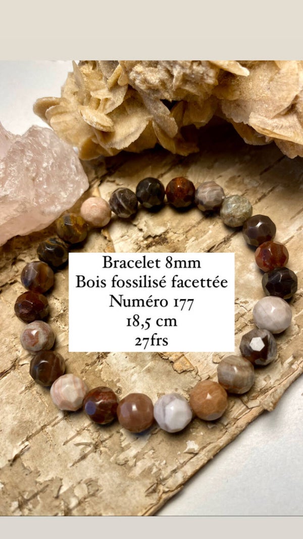 Bracelet Bois fossilisés facettés (Numéro 177)