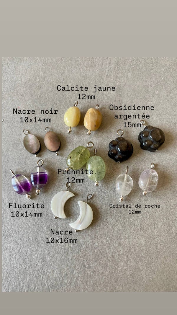Boucles d’oreilles interchangeables en pierres semi précieuse (numéro 312, 313, 314, 315, 316, 317 et 318)