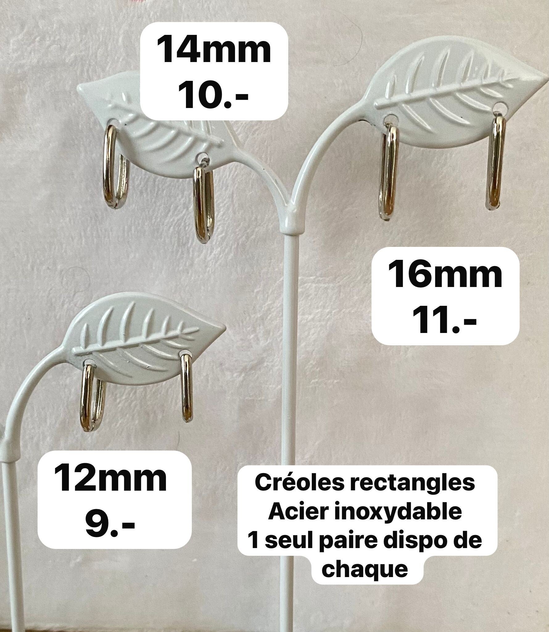 Créoles rectangles en acier inoxydable