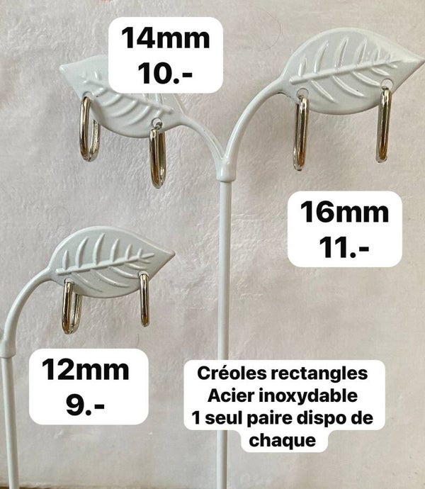 Créoles rectangles en acier inoxydable