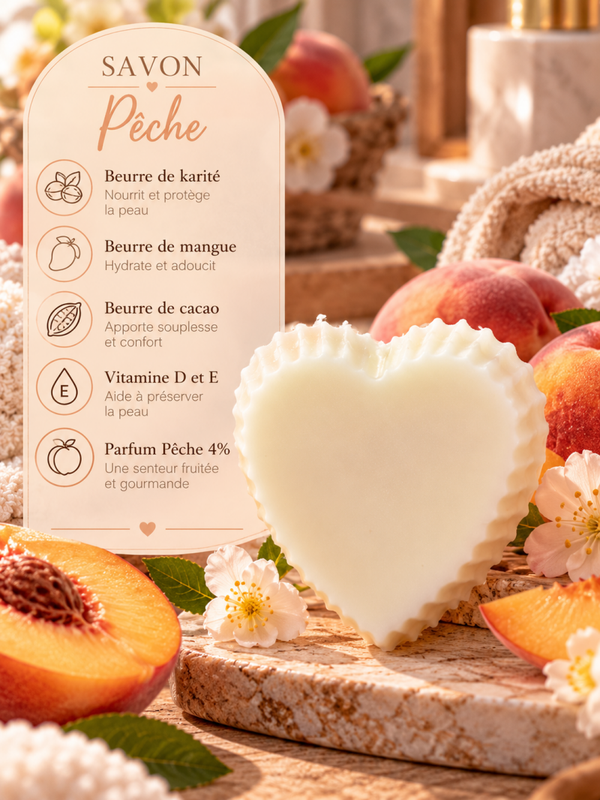 Savon solide Pêche (corps et mains) 3 beurres