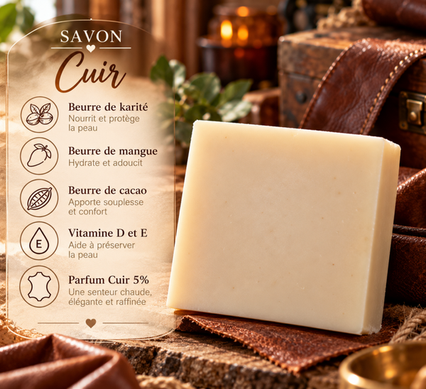 Savon solide Cuir (corps et mains) 3 beurres