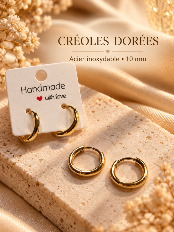 Créoles interchangeables en acier inoxydable Doré