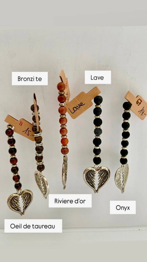 Ailes d’ange Oeil de taureau, Bronzite, Rivière d’or, Lave, Onyx