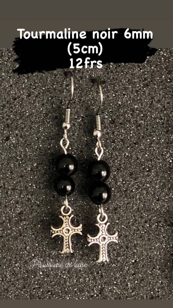 Boucles d’oreilles Tourmaline noir