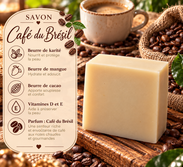 Savon solide au Café do Brasil (corps et mains) 3 beurres