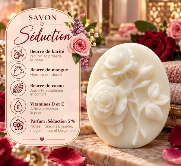 Savon solide Séduction (corps et mains) 3 beurres