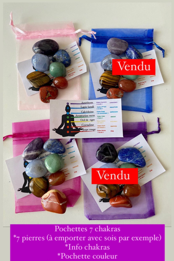 Pochettes chakras sachets couleur en organza