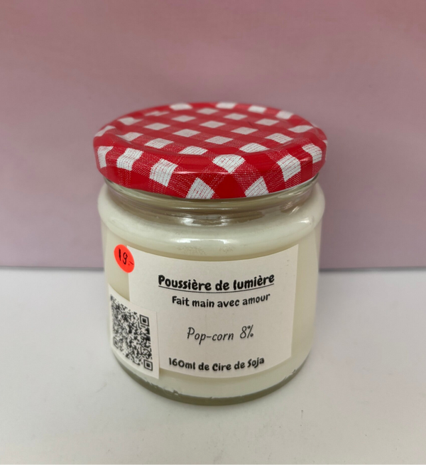 Bougies en cire de soja, senteur Pop corn