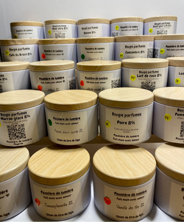 Bougie parfumé en cire de soja, diverses senteurs