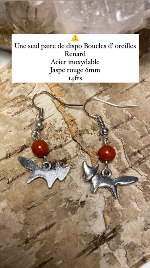 Boucles d’oreilles Jaspe rouge ( numéro 152)