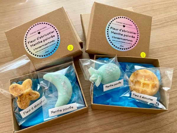 Coffret découverte fondants parfumés (senteur été fleur d’abricotier et menthe poivrée)