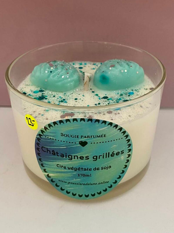 Bougie en cire de soja, senteur Châtaignes grillées