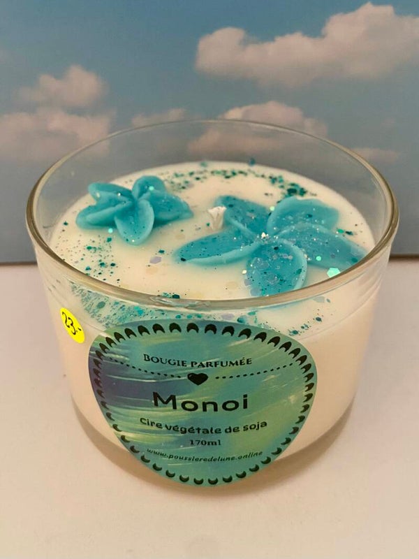 Bougies en Cire végétale de soja, senteur Monoi